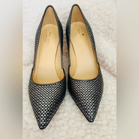 Kate Spade Metallic Gunmetal Woven textured Women's Heels Size 7.5 - Picture 4 of 9